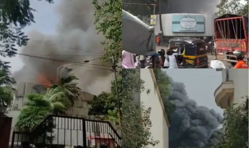 मुंबई के अंधेरी वेस्ट में फिल्म के सेट पर लगी आग,आसमान में काले धुएं का गुबार