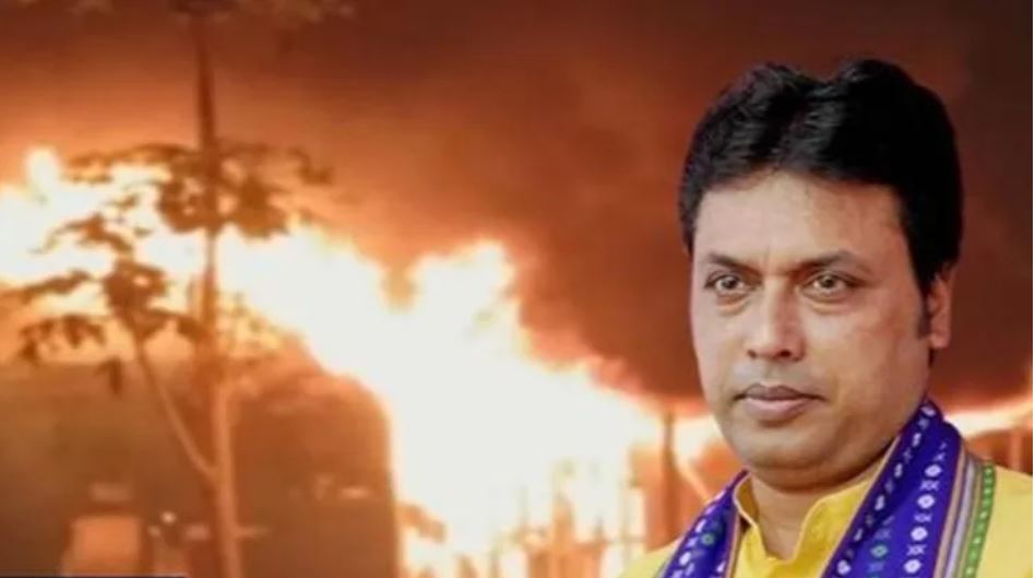 त्रिपुरा के पूर्व सीएम बिप्लब देब के पैतृक घर पर हमला;बदमाशों ने तोड़फोड़ के बाद लगाई आग