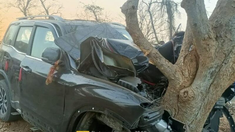 पेड़ से टकराई चार पहिया वाहन,एक की मौत छ लोग घायल
