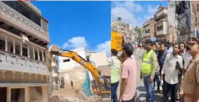 वाराणसी : पांडेयपुर–कचहरी मार्ग पर बुलडोज़र ने ढहाए दर्जनों मकान