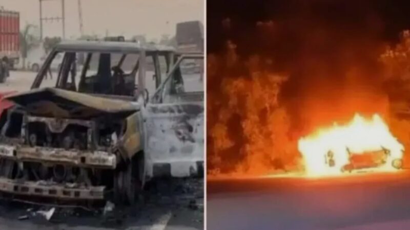 गुजरात : चलती एम्बुलेंस में आग लगने से नवजात समेत 4 की जिंदा जलकर मौत