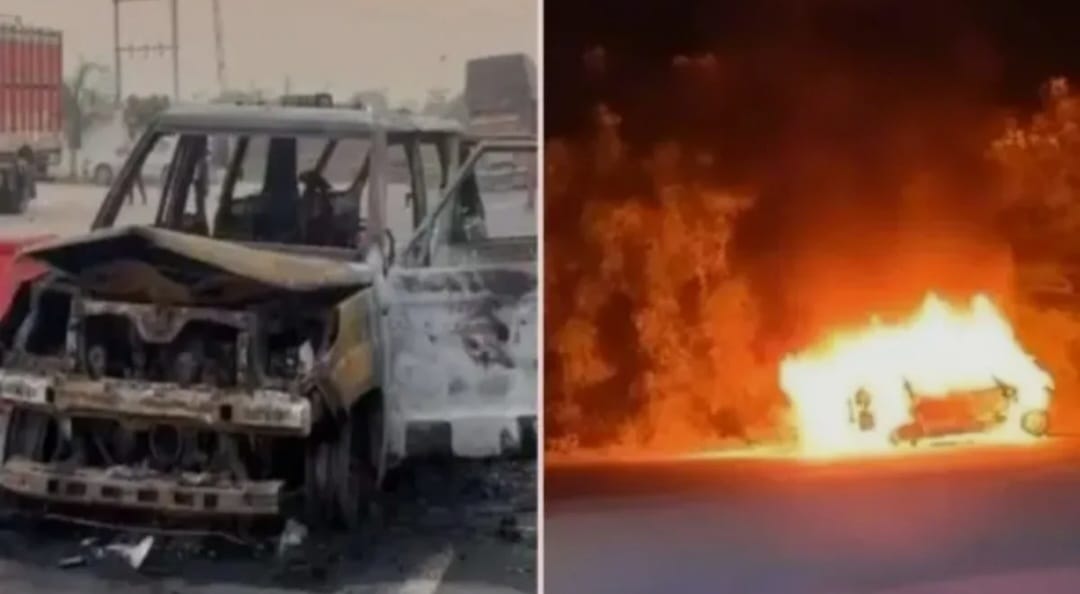 गुजरात : चलती एम्बुलेंस में आग लगने से नवजात समेत 4 की जिंदा जलकर मौत