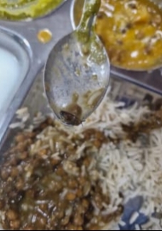 गोरखपुर एम्स के छात्र मेस में कीड़े निकलने से आक्रोशित