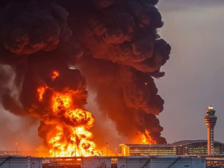 दुबई इंटरनेशनल एयरपोर्ट के पास ईरानी ड्रोन हमले से भीषण आग