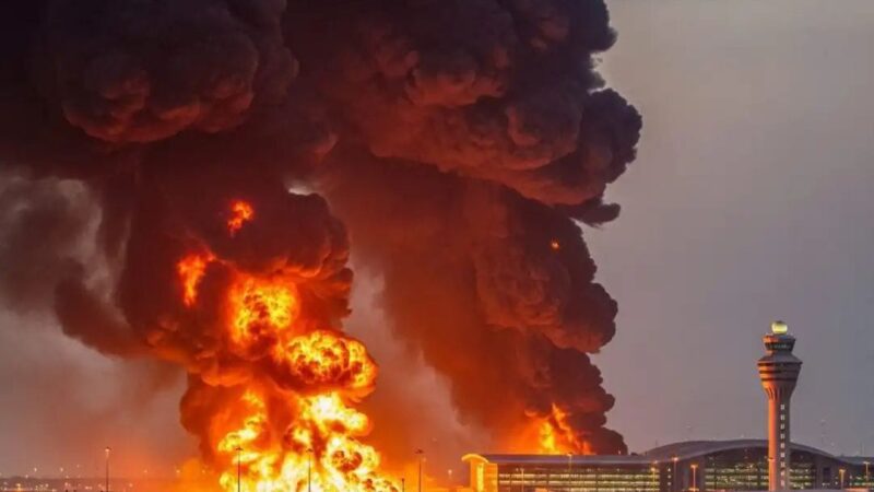 दुबई इंटरनेशनल एयरपोर्ट के पास ईरानी ड्रोन हमले से भीषण आग