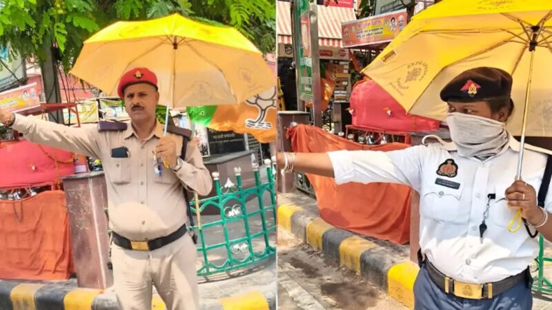 तेज धूप में ड्यूटी कर रहे ट्रैफिक कर्मियों को मिले एक हजार छाते