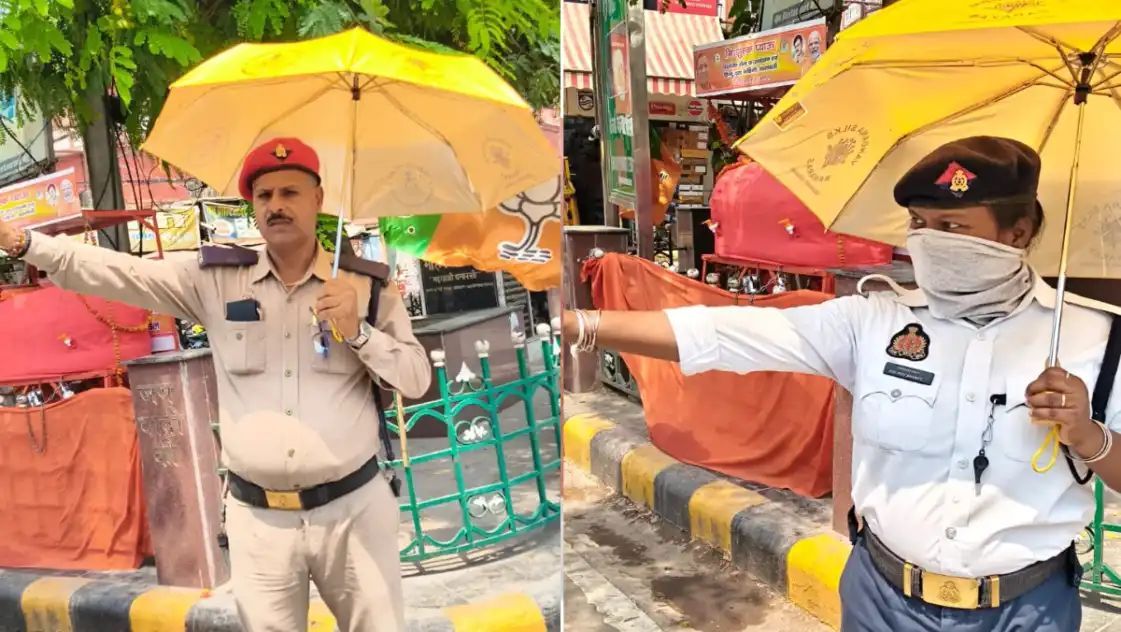 तेज धूप में ड्यूटी कर रहे ट्रैफिक कर्मियों को मिले एक हजार छाते
