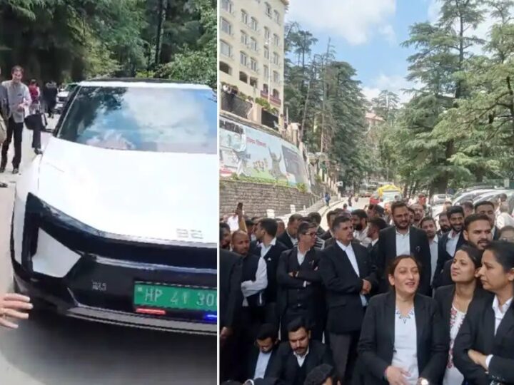 सील्ड रोड विवाद के बीच PWD मंत्री की गाड़ी का कटा चालान, वकीलों ने सचिवालय के बाहर किया प्रदर्शन