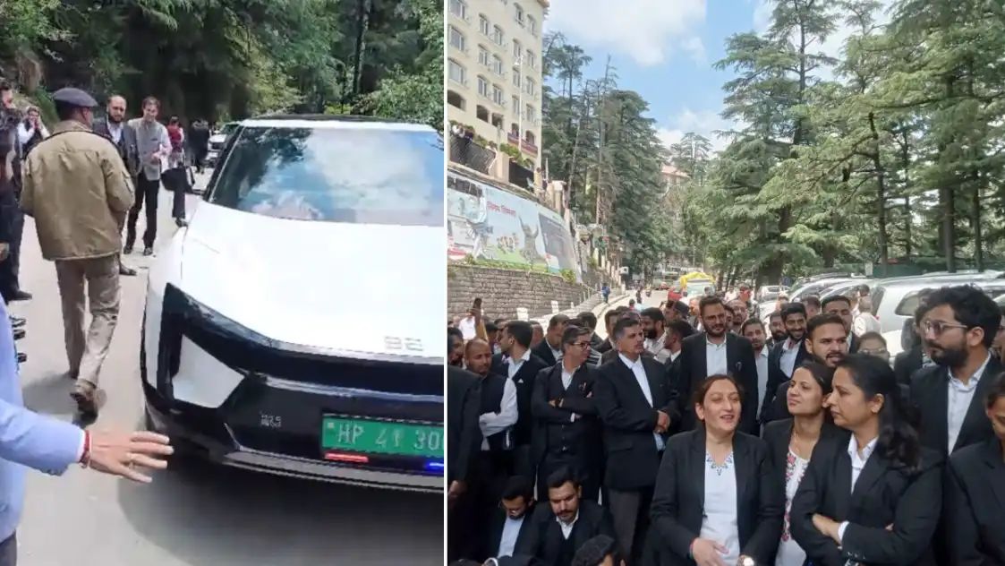 सील्ड रोड विवाद के बीच PWD मंत्री की गाड़ी का कटा चालान, वकीलों ने सचिवालय के बाहर किया प्रदर्शन