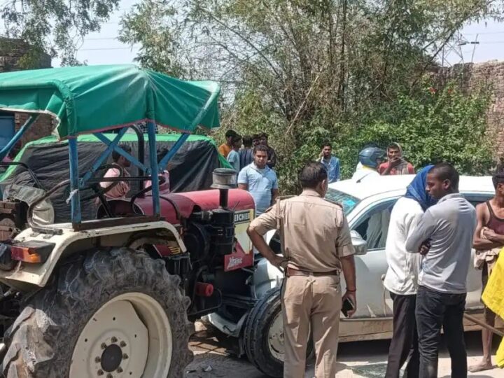 मीरजापुर में ट्रैक्टर-कार की भिड़ंत, तीन घायल; एक की हालत गंभीर