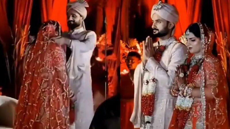 काशी थीम वाले मंडप में बंधे विवाह सूत्र में क्रिकेटर आकाशदीप और अक्षिता राज
