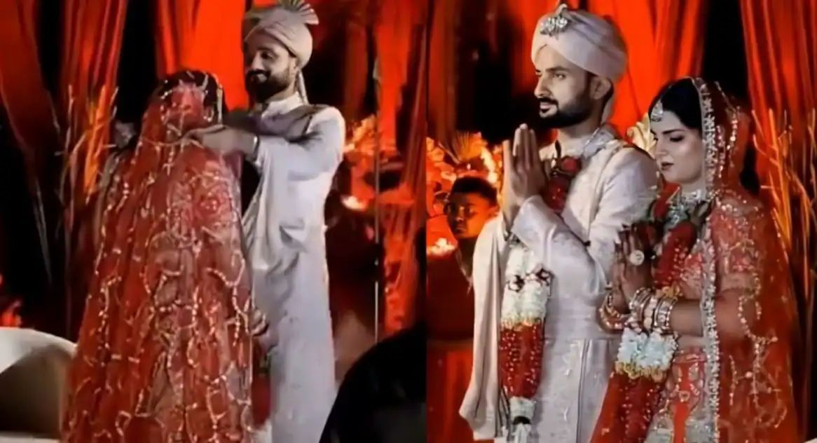 काशी थीम वाले मंडप में बंधे विवाह सूत्र में क्रिकेटर आकाशदीप और अक्षिता राज