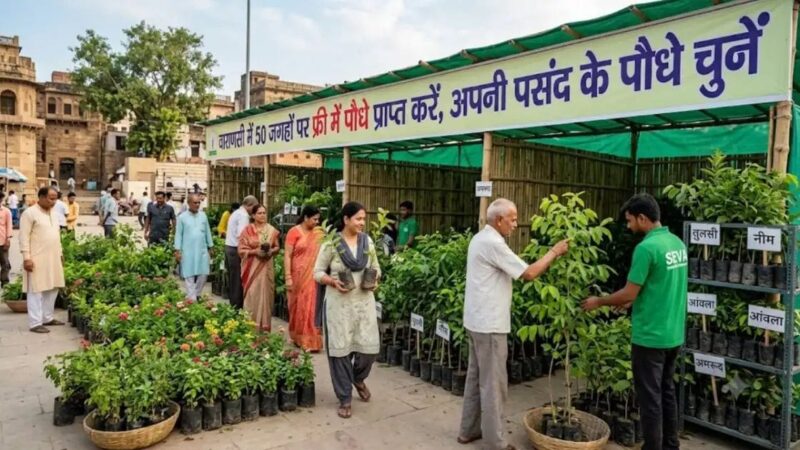 वाराणसी में 50 से अधिक केंद्रों पर मुफ्त बांटे गए पौधे