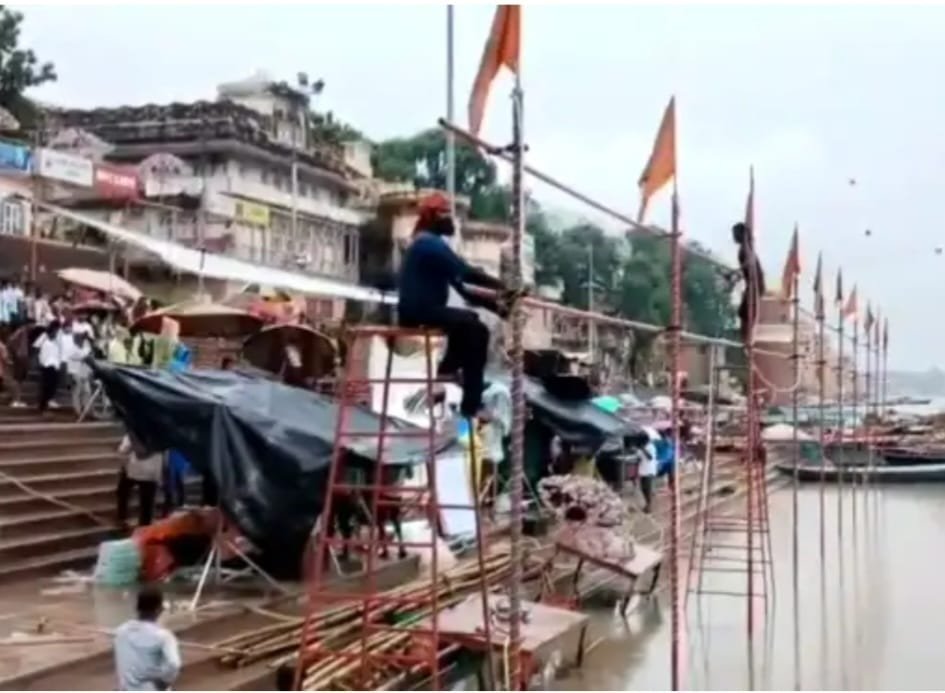 अस्सी घाट पर बदला गंगा आरती का स्थान