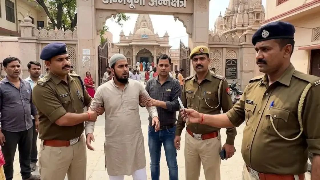 अन्नपूर्णा अन्नक्षेत्र में चाकू के साथ युवक पकड़ा गया
