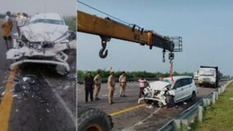 पूर्वांचल एक्सप्रेसवे पर ट्रक में घुसी तेज रफ्तार कार