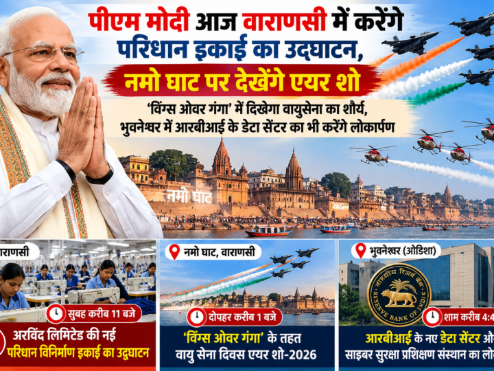 पीएम मोदी आज वाराणसी में करेंगे परिधान इकाई का उद्घाटन, नमो घाट पर देखेंगे एयर शो