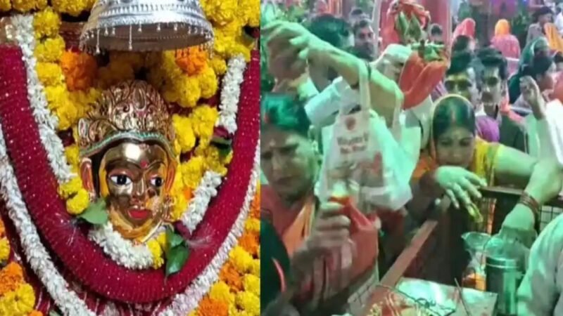 शैलपुत्री मंदिर में उमड़ी भीड़, तीन घंटे में दर्शन
