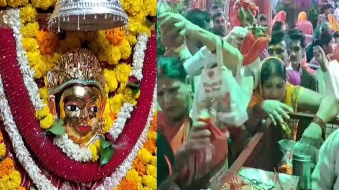 शैलपुत्री मंदिर में उमड़ी भीड़, तीन घंटे में दर्शन
