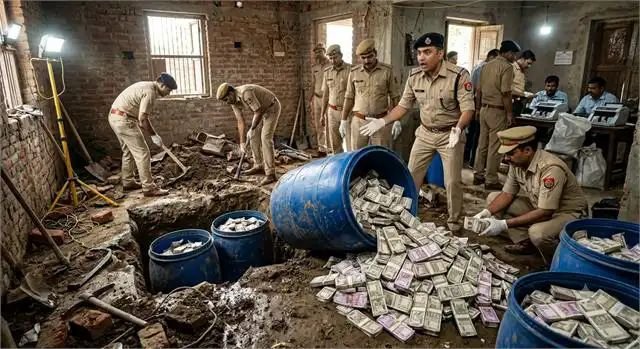 प्रयागराज में जमीन से करोड़ों की नकदी बरामद